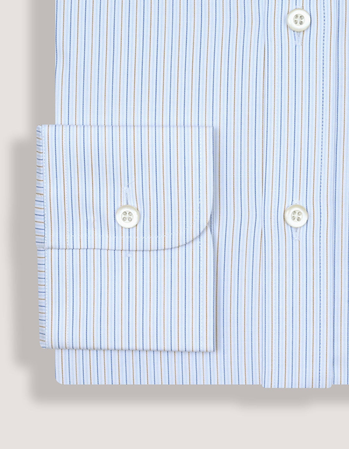 Striped Cotton Dress Shirt – Blue and Mustard