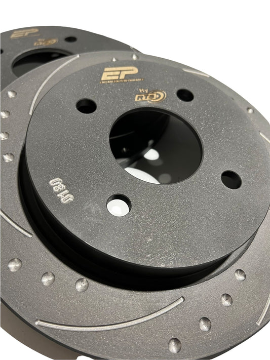 ** CLEARANCE ** Enhanced Performance (By RTS) Rear Brake Disc Upgrade - MK8 Fiesta 1.0 - Dimpled & Grooved ** NO RETURN **