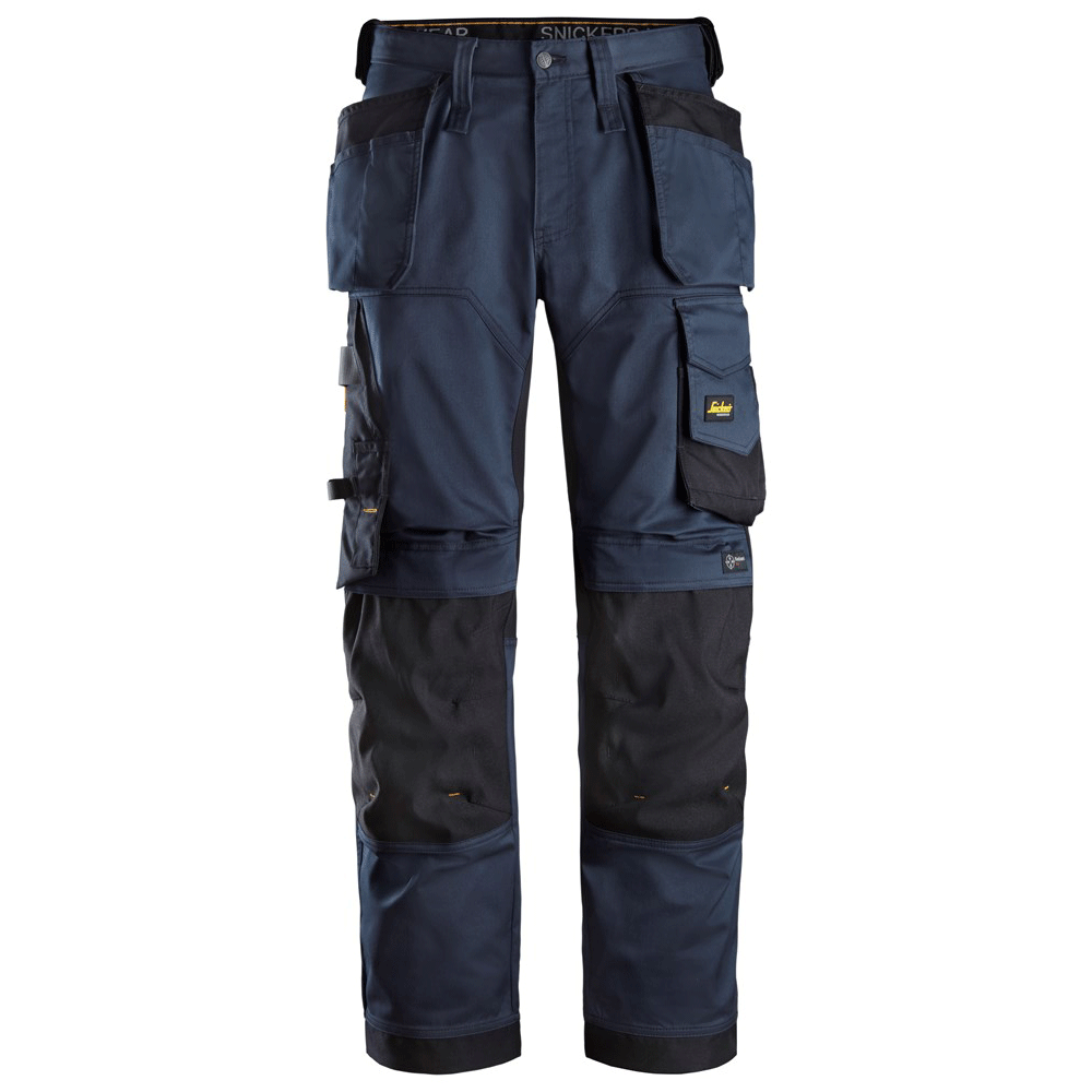 Snickers 6251 AllroundWork, Stretch Loose Fit Holster Pocket Work Trousers Navy Blue/Black, 33" Waist 35" Leg-Snickers 148