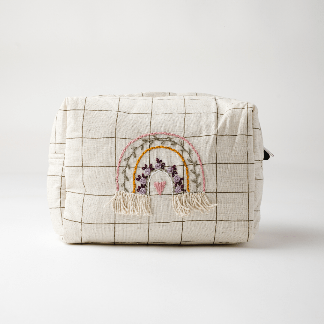 Hand Embroidered Rainbow Nappy Bag