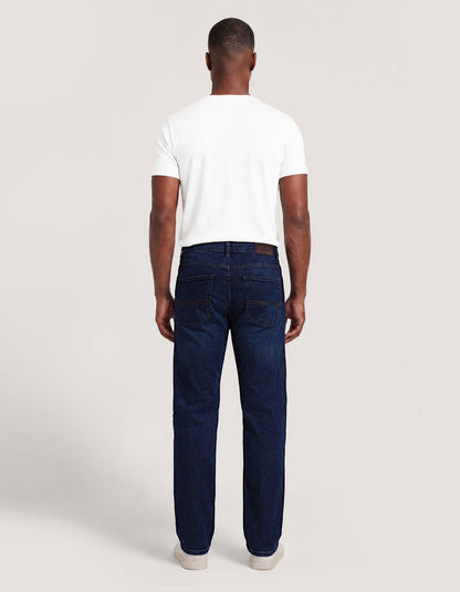 Rinse Dark Blue Regular Fit Jeans - Everyday Stretch Denim