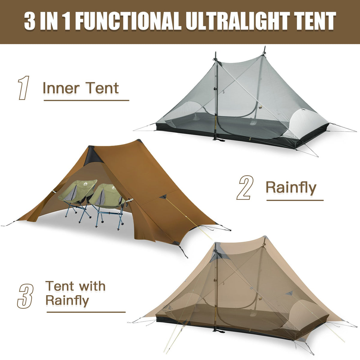 Night Cat 2 Person Ultra Lightweight Backpacking Tent