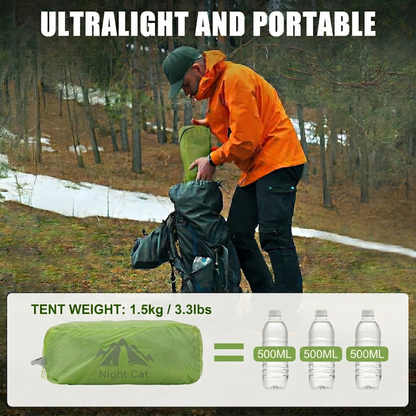 Night Cat 1 Person Ultralight Tunnel Tent – 1.5kg Waterproof