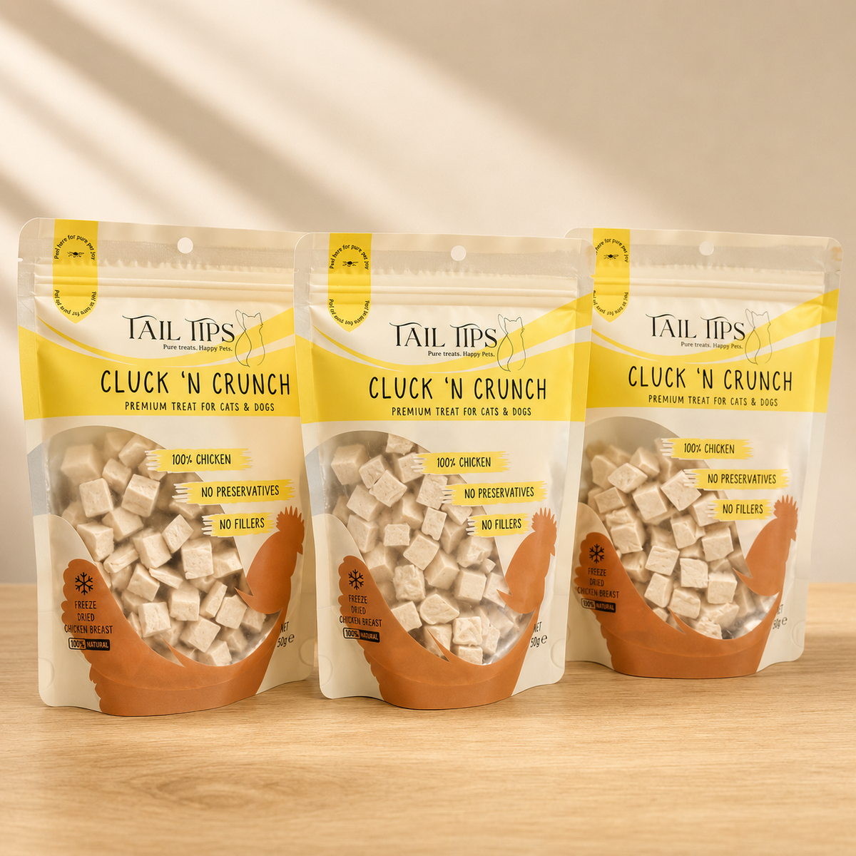Cluck & Crunch - 100% Freeze-Dried Chicken Treats | Tail Tips UK | 50g pack