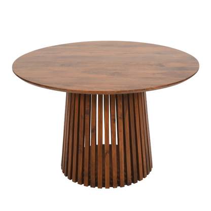 Slatted Mango Wood Round Dining Table 4 To 6 Seater