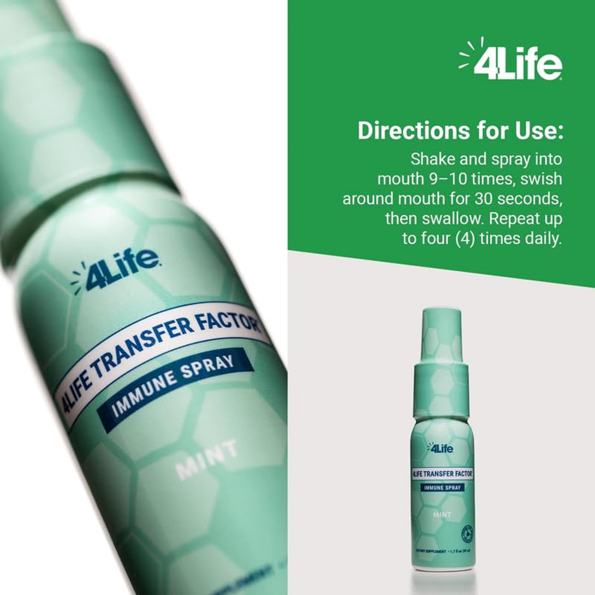 4Life Transfer Factor Immune Spray - Mint Flavor, Zinc & Marshmallow Root, 1.7 oz