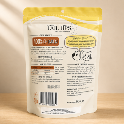 Cluck & Crunch - 100% Freeze-Dried Chicken Treats | Tail Tips UK | 50g pack