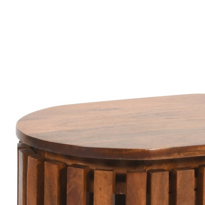 Slatted Mango Wood Bedside Table