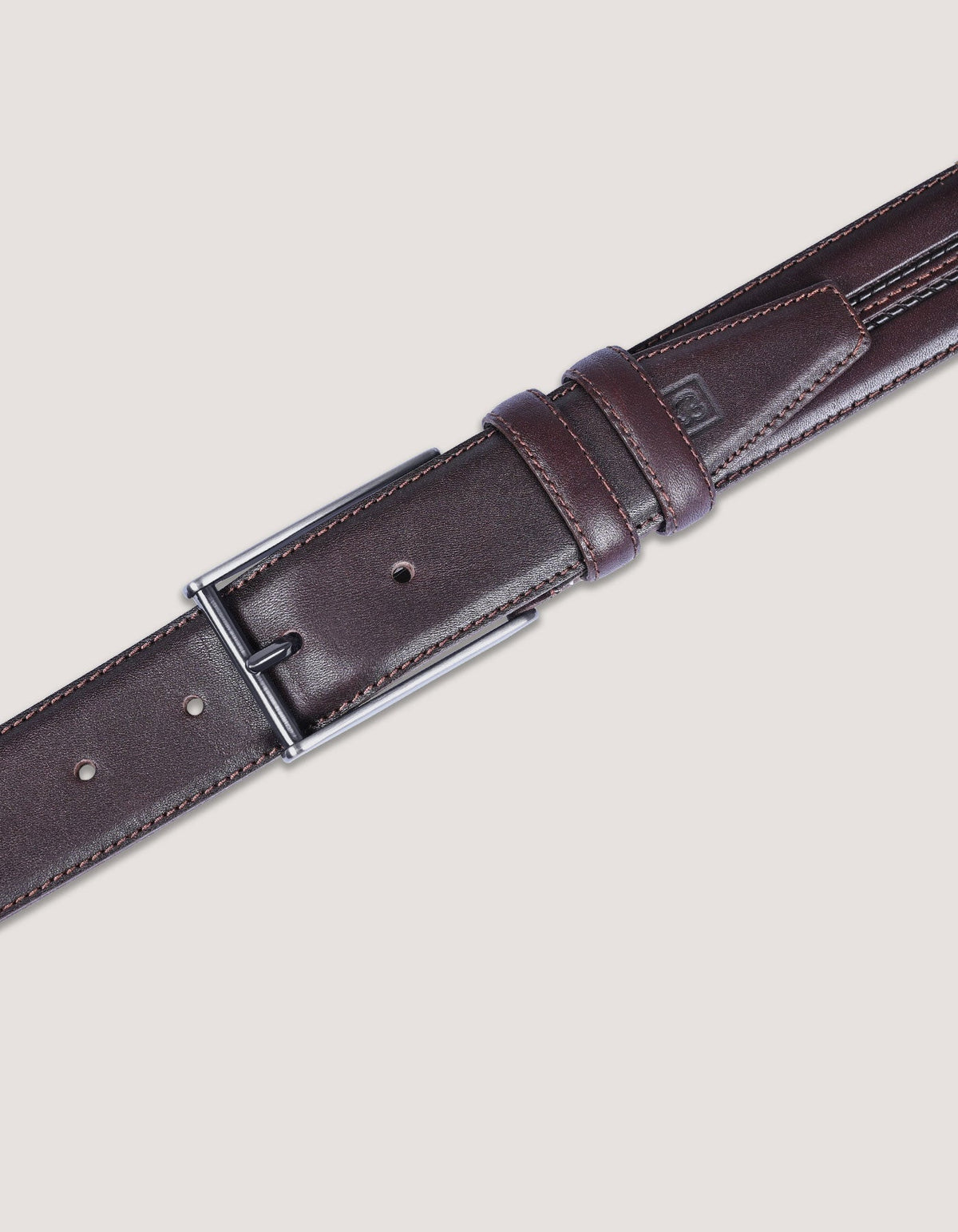 Dark Brown Center Stitched Formal Belt