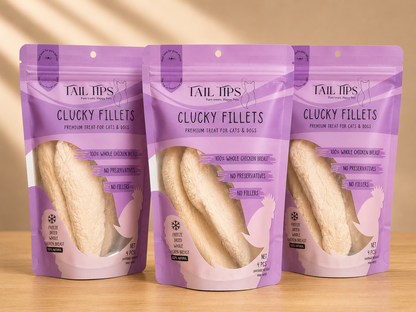 Clucky Filets - 100% Freeze-Dried Chicken Breast Treats | Pure & Natural | Tail Tips UK | 4pcs pack