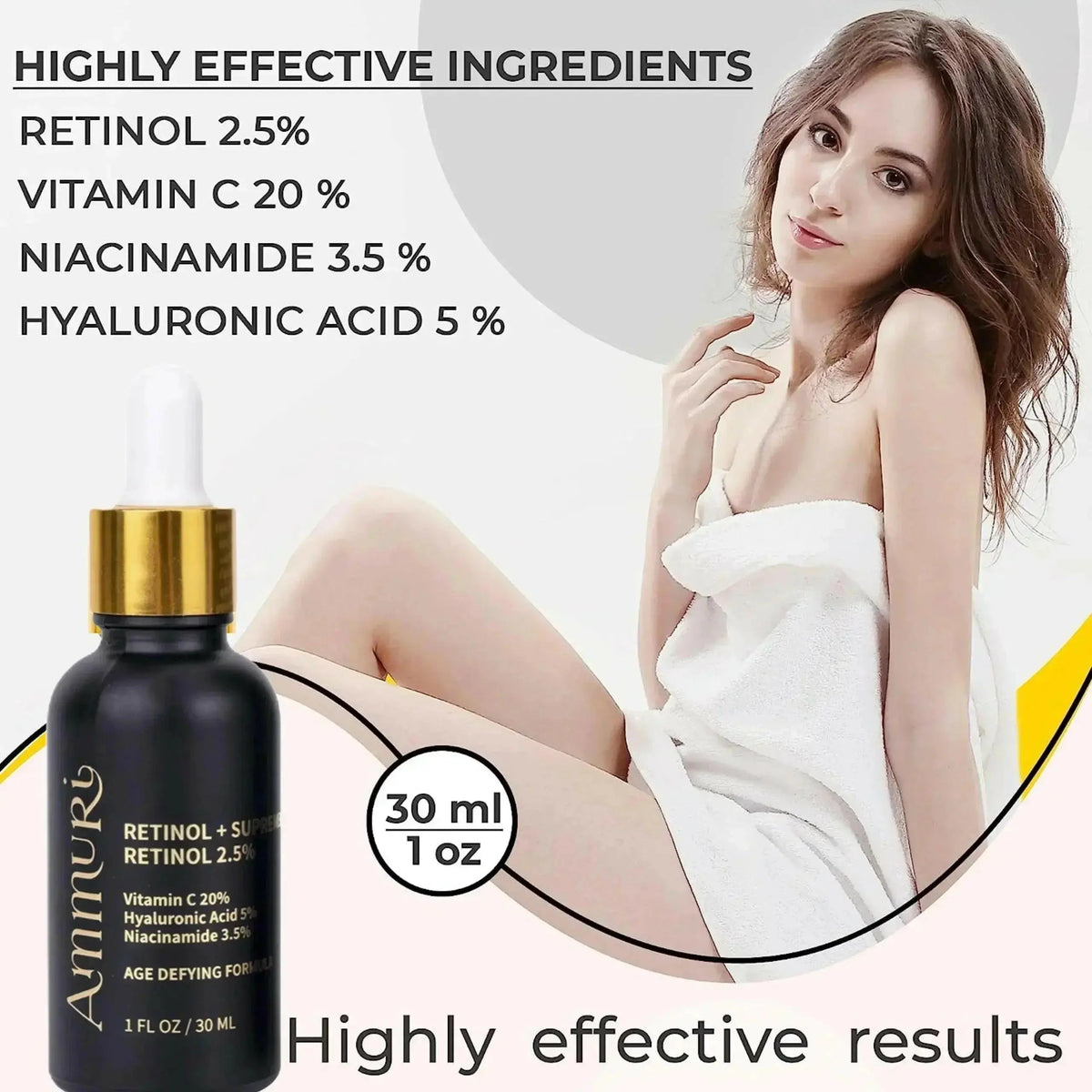 Retinol Supreme 2.5% Serum with Hyaluronic Acid & Niacinamide | Ammuri