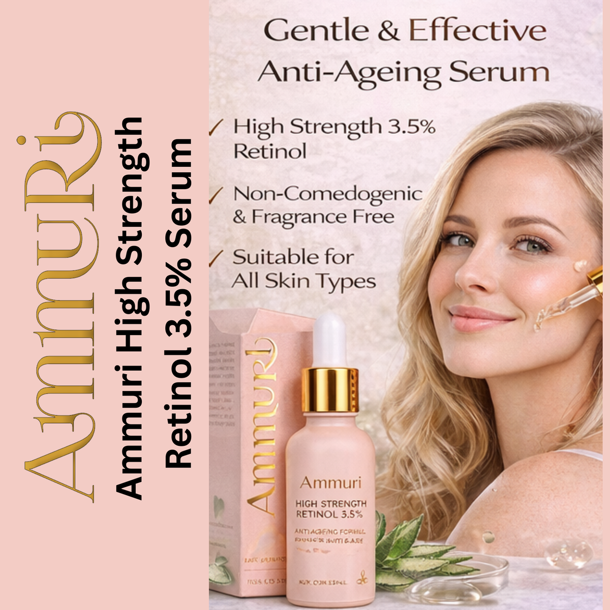 Retinol 3.5% Serum with Hyaluronic Acid & Vitamins (30ml) | Ammuri