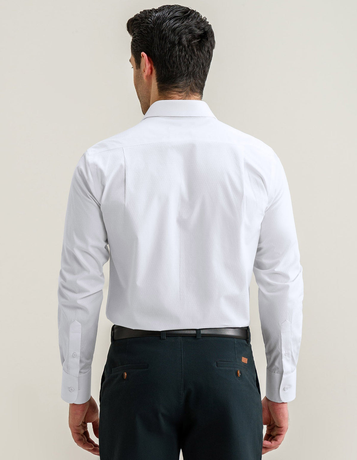 Self Textured White Formal Shirt