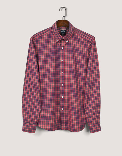Easy Care Casual Red Check Shirt