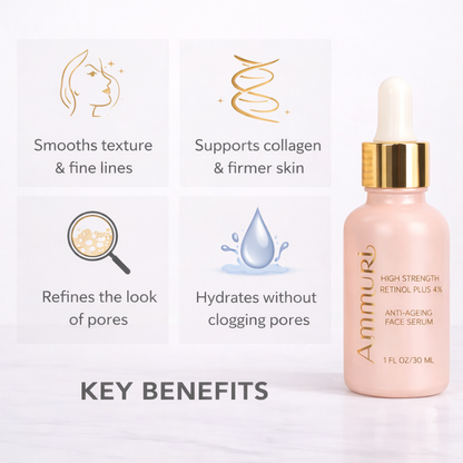 High Strength Retinol 4% Serum for Fine Lines & Uneven Tone (30ml) | Ammuri