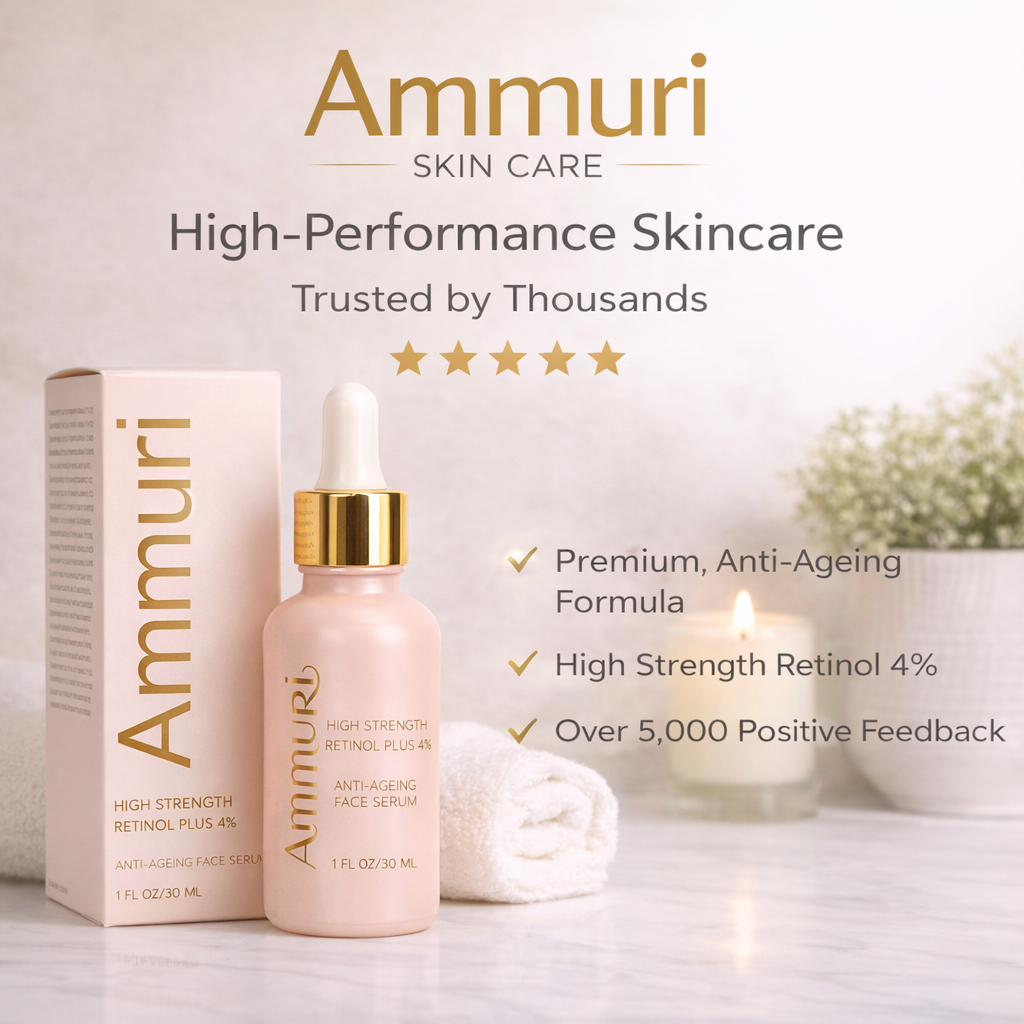 High Strength Retinol 4% Serum for Fine Lines & Uneven Tone (30ml) | Ammuri