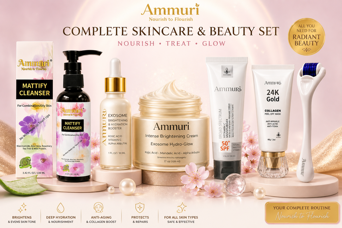 6-Piece Complete Brightening Skincare Set | Cleanse, Brighten & Protect | Ammuri