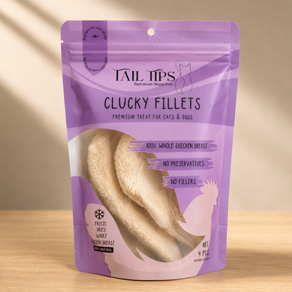 Clucky Filets - 100% Freeze-Dried Chicken Breast Treats | Pure & Natural | Tail Tips UK | 4pcs pack