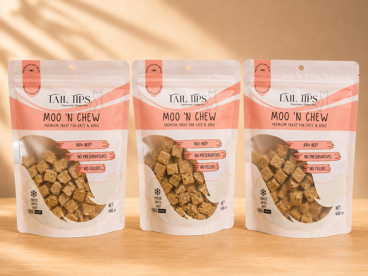 Moo N' Chew - 100% Freeze-Dried Beef Treats | Pure & Natural | Tail Tips UK | 40g pack