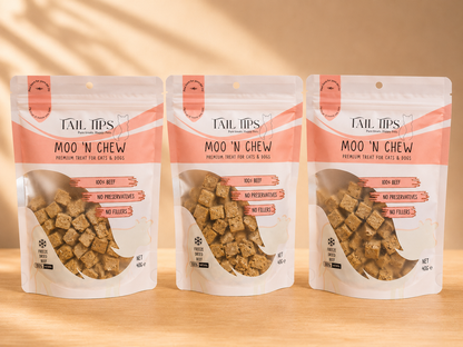 Moo N' Chew - 100% Freeze-Dried Beef Treats | Pure & Natural | Tail Tips UK | 40g pack