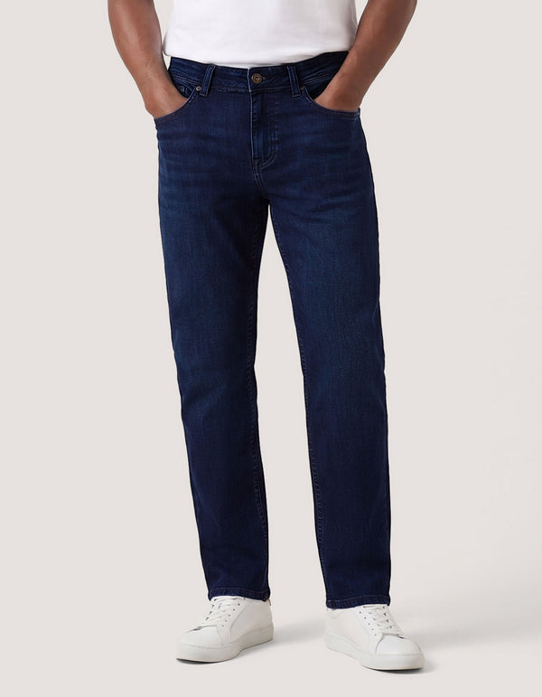 Rinse Dark Blue Regular Fit Jeans - Everyday Stretch Denim