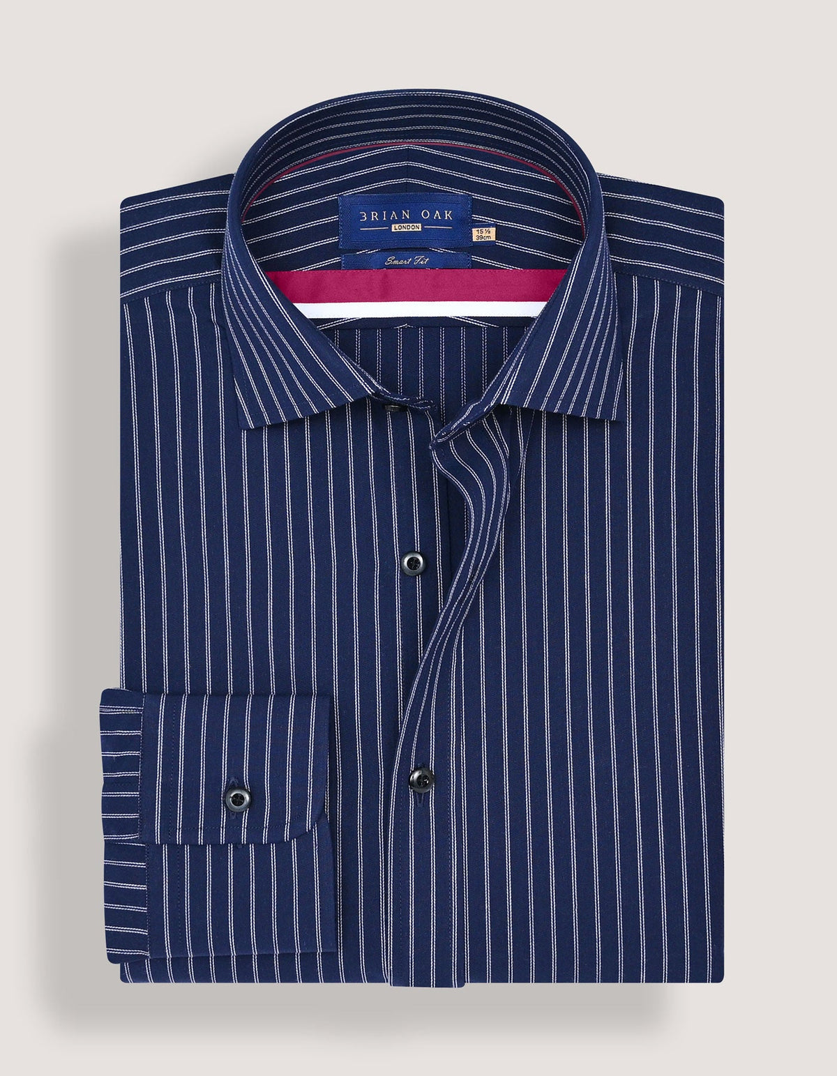 Navy & White Striped Formal Shirt