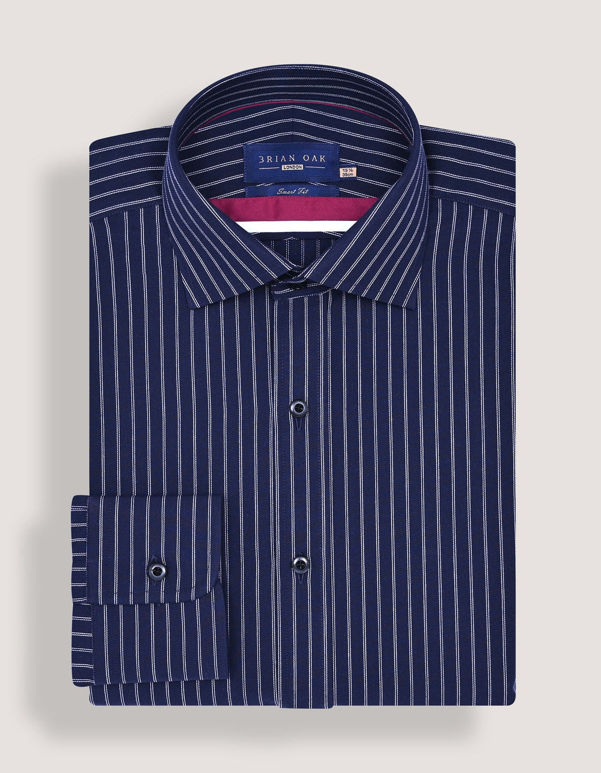 Navy & White Striped Formal Shirt