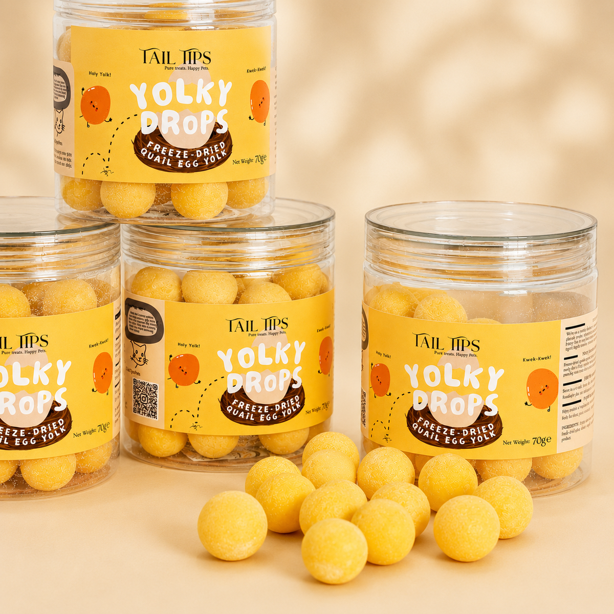Tail Tips UK Yolky Drops - 100% Freeze-Dried Quail Egg Yolk Treats Gourmet Meal Enhancement for Pets