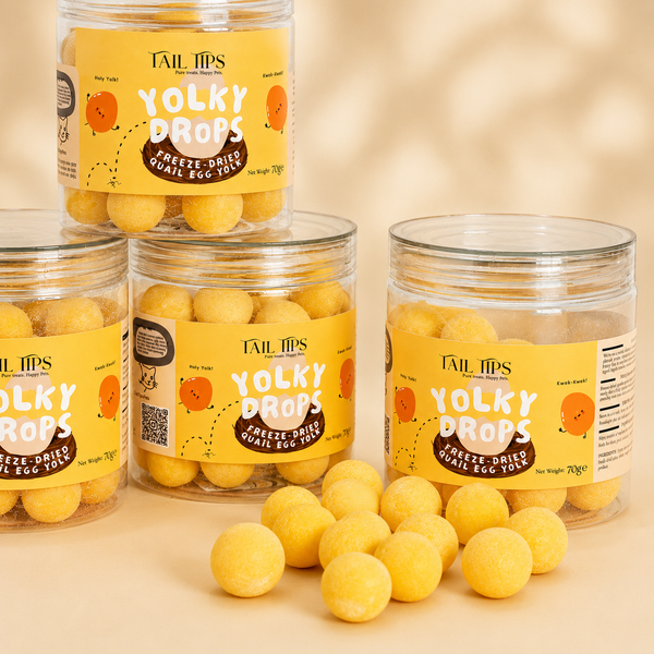 Tail Tips UK Yolky Drops - 100% Freeze-Dried Quail Egg Yolk Treats Gourmet Meal Enhancement for Pets