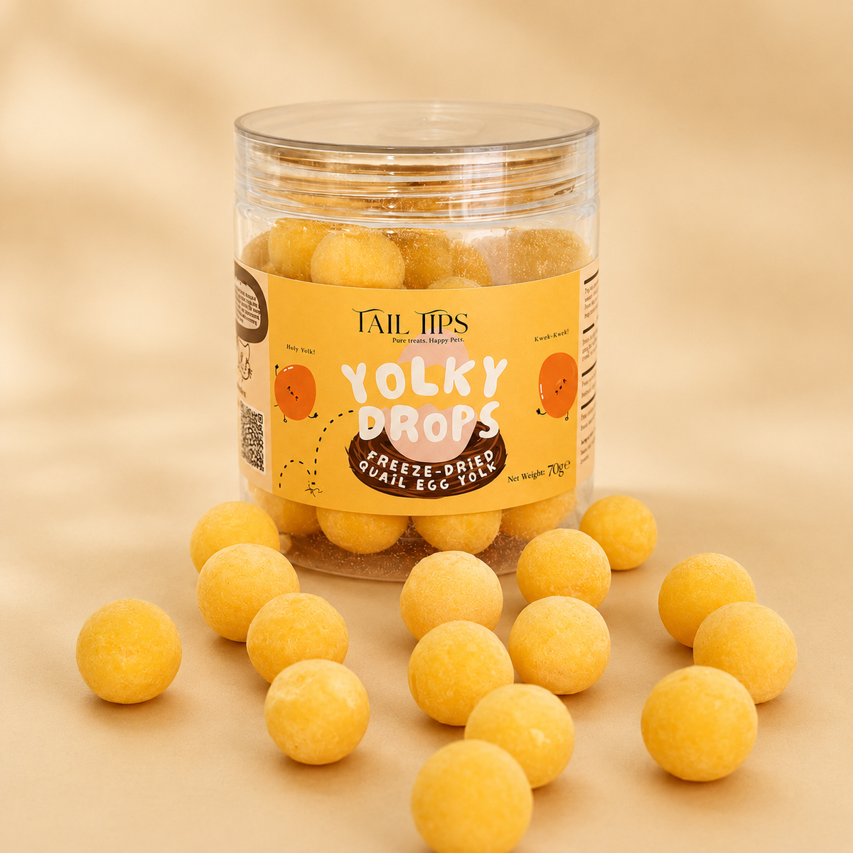 Tail Tips UK Yolky Drops - 100% Freeze-Dried Quail Egg Yolk Treats Gourmet Meal Enhancement for Pets