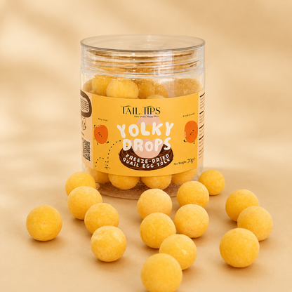 Tail Tips UK Yolky Drops - 100% Freeze-Dried Quail Egg Yolk Treats Gourmet Meal Enhancement for Pets