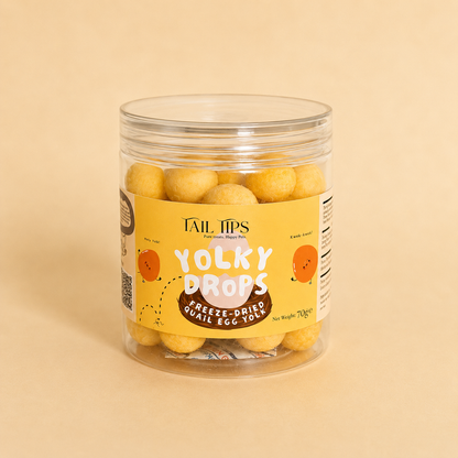 Tail Tips UK Yolky Drops - 100% Freeze-Dried Quail Egg Yolk Treats Gourmet Meal Enhancement for Pets