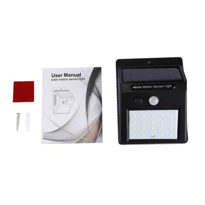 White Light Outdoor Solar Motion Sensor Light, 20 LED for Yard / Garden / Home / Driveway / Stairs / Outside Wall(Black)