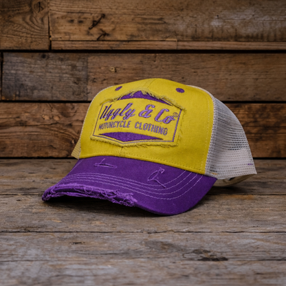 Yellow & Purple Diamond Trucker Hat