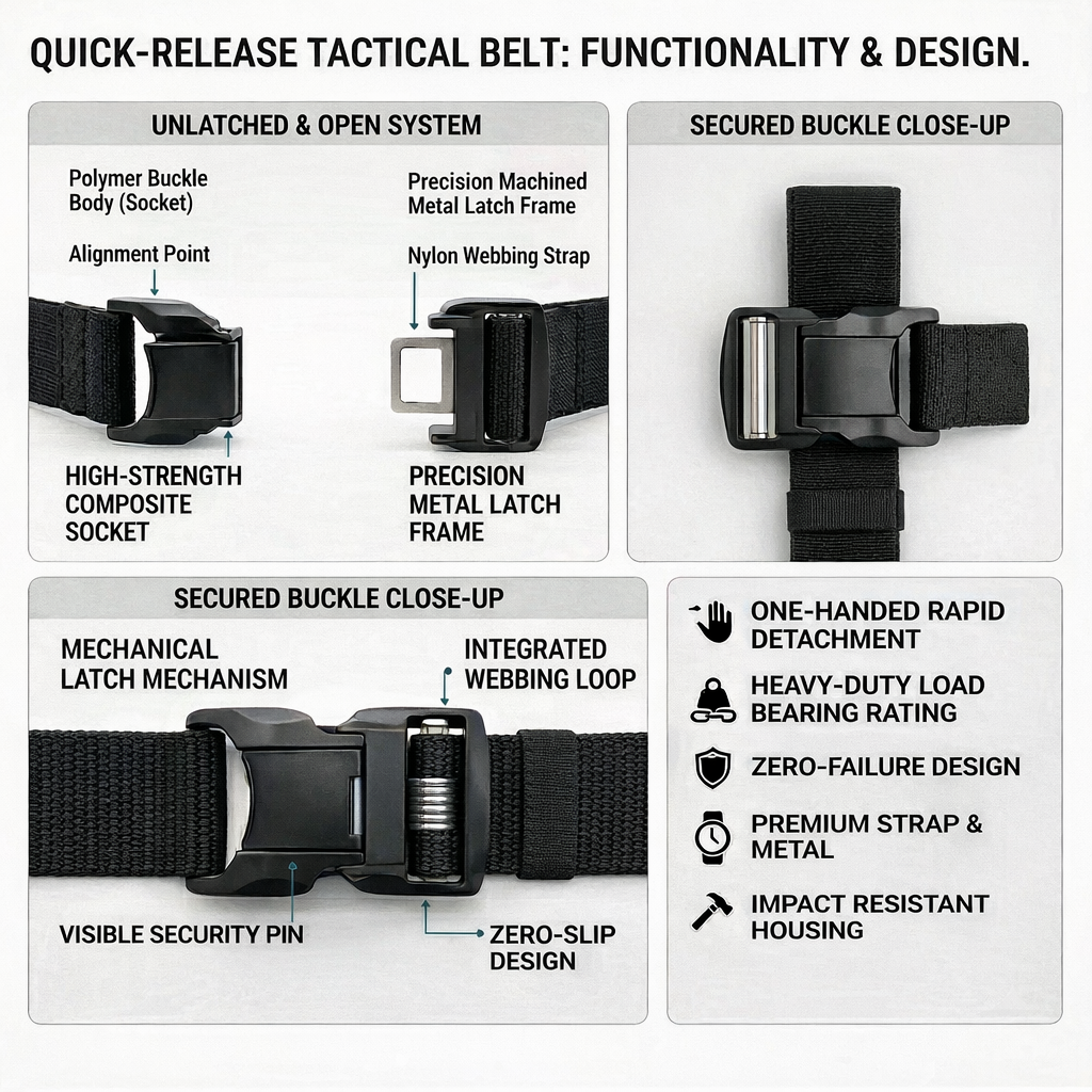 HikeWare™ Elastic Tactical Belt – Quick-Release Stretch Hiking Belt