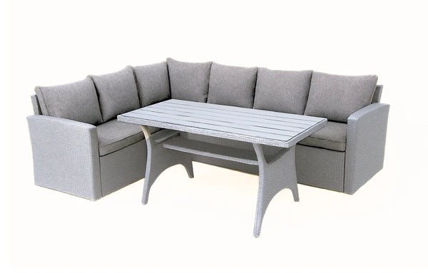 Stockholm 6 Seater Grey Rattan Garden Corner Dining Set