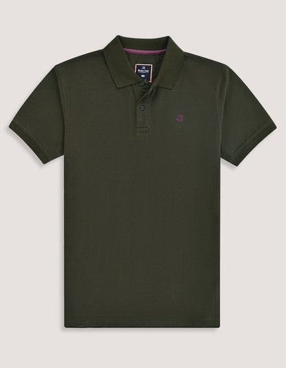Olive Green  Regular Fit Cotton Polo Shirt