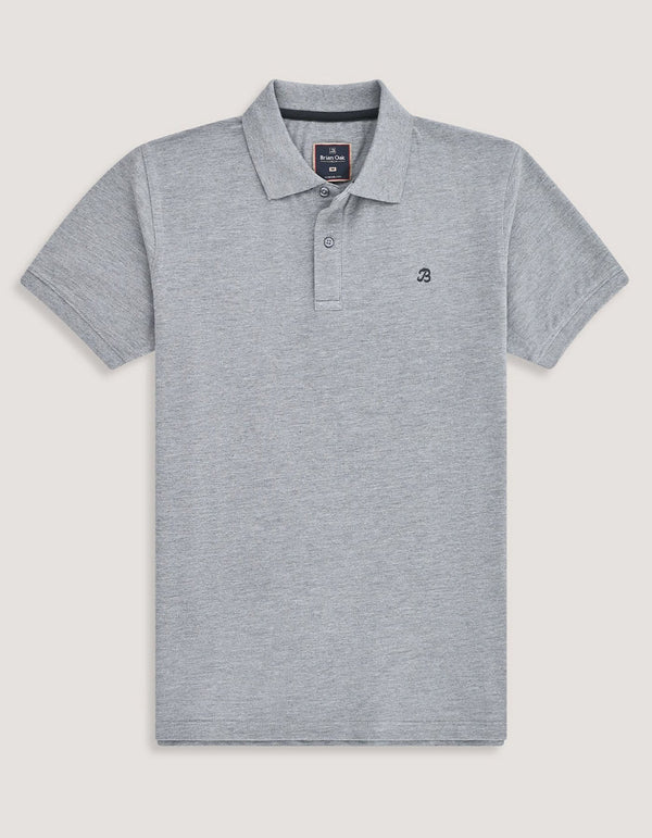 Heather Grey Regular Fit Cotton Polo Shirt