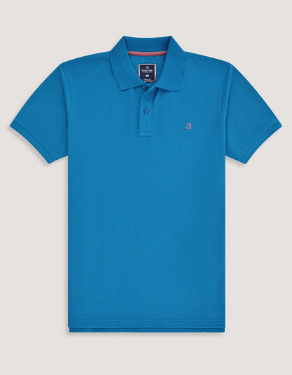 Turquoise Regular Fit Cotton Polo Shirt