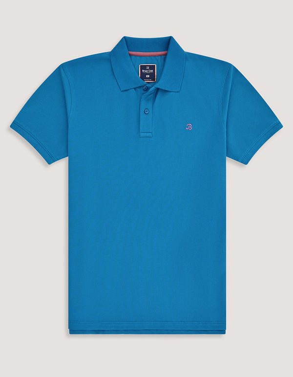 Turquoise Regular Fit Cotton Polo Shirt