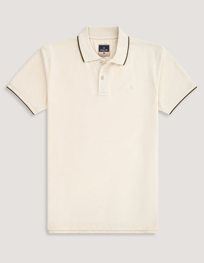 Off White Pique Polo Shirt
