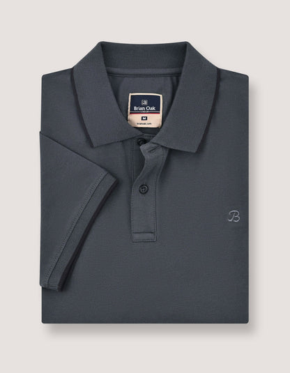 Charcoal Grey Pique Polo Shirt