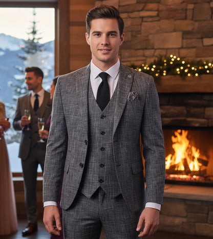 IM33 - Men's Black 3 Piece Tailored Fit Suit