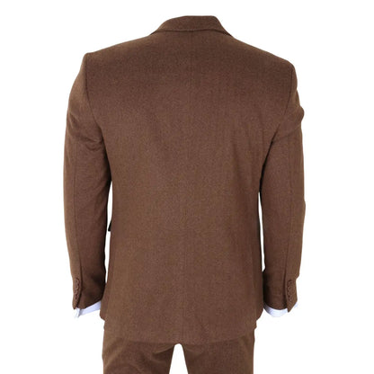IM42 - Men's Brown 3 Piece Tweed Herringbone Suits