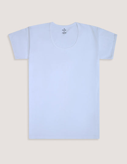 White Regular Fit 100% Cotton Half-Sleeve Cotton Vest