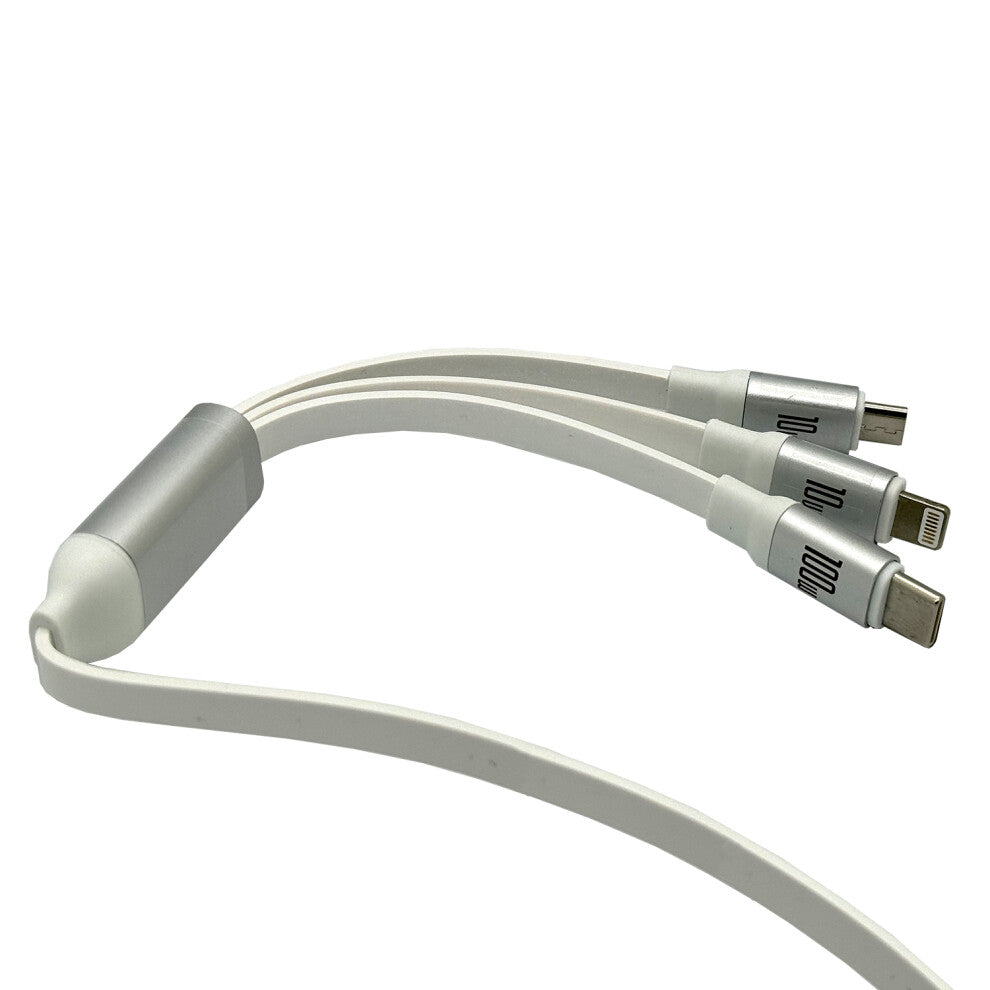 USB C 3 in 1 100W 1.2M Retractable Fast Data Charging Cable VD-DCA08