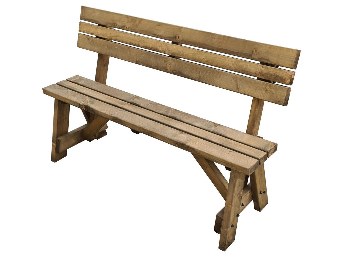 Victoria Garden Fence Bench with Backrest - Rustic Finish