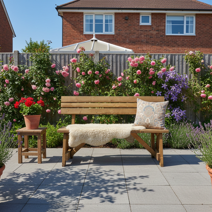 Victoria Garden Fence Bench with Backrest - Rustic Finish