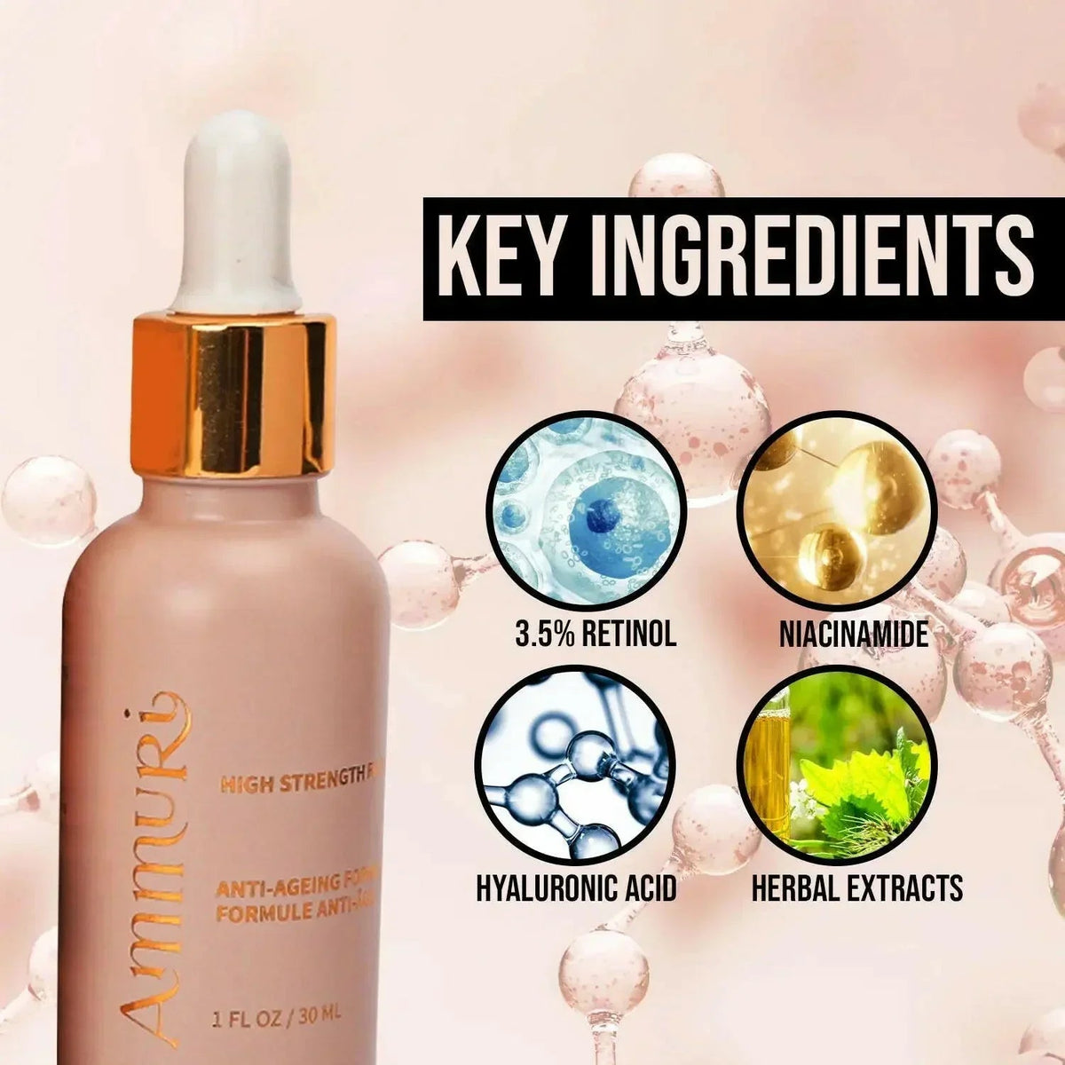 Retinol 3.5% Serum with Hyaluronic Acid & Vitamins (30ml) | Ammuri