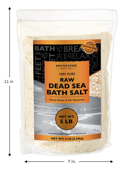 Aromasong Raw Dead Sea Bath Salt – 5 lb, Minimally Cleaned with Dead Sea Mud